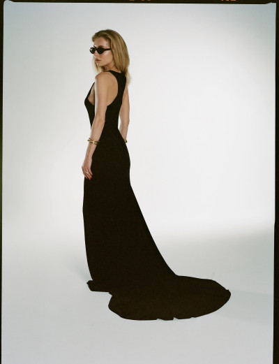 Black velour dress maxi