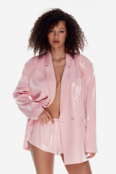 Baby Pink Sequin Shorts #5