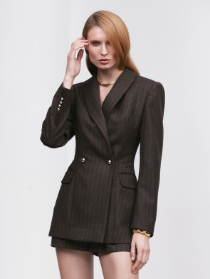 Brown pinstripe suit