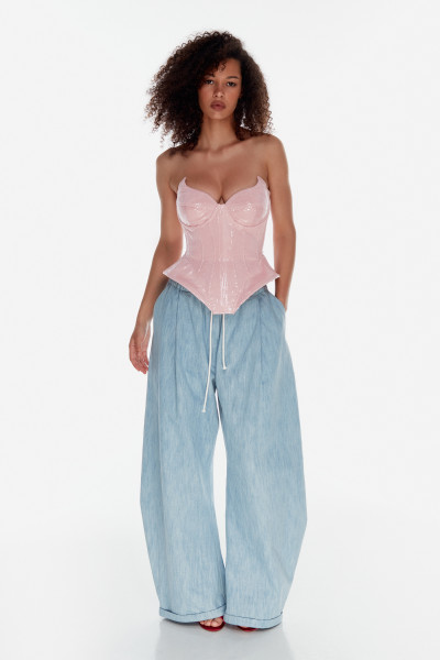 Baby Pink Sequin Corset #7