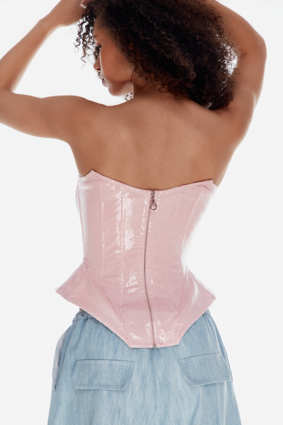 Baby Pink Sequin Corset #4