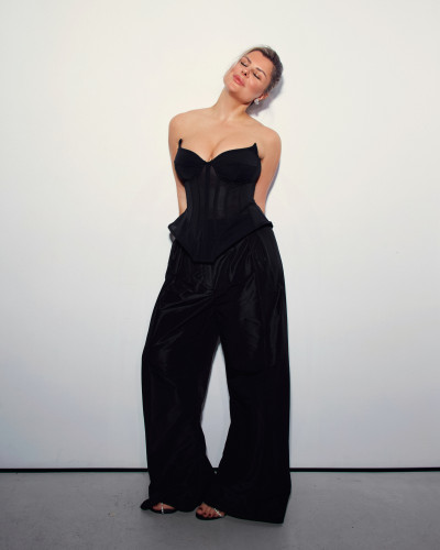 Pantalones con forma de barril de tafetán #6