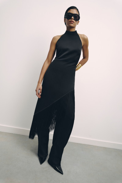 Fringe tie-back tunic black #7