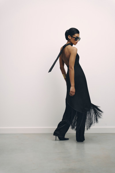 Fringe tie-back tunic black #6