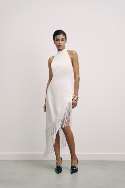 Fringe tie-back tunic ivory #6