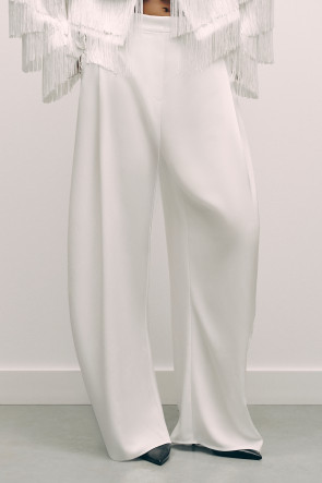 Satin Barrel Trousers Ivory #1