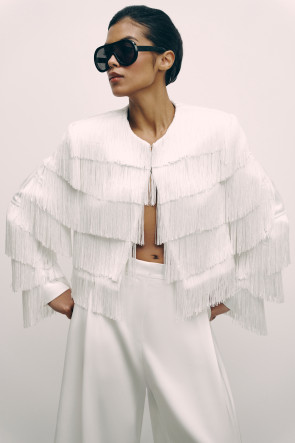 Snow Fringe Cape Jacket #1