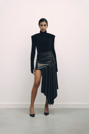 Asymmetric EcoLeather Skirt #1
