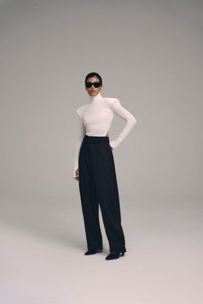 Satin Barrel Trousers Black #2