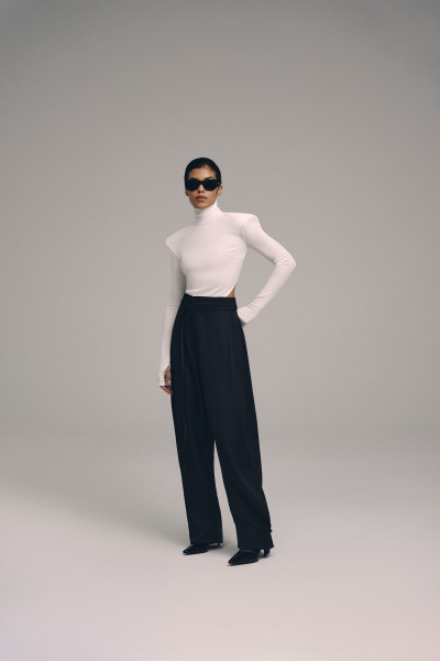 Satin Barrel Trousers Black #2