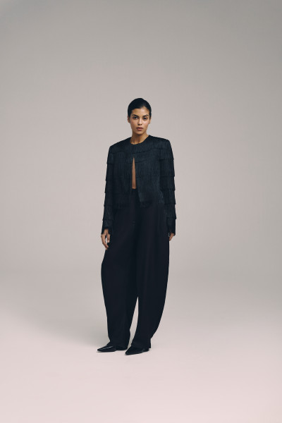 Satin Barrel Trousers Black #8