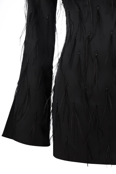 Black Satin Dress With Small Feathers #2
