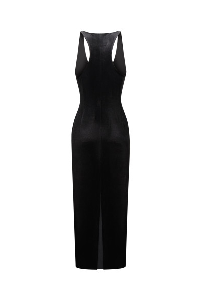 Black Velour Dress Midi #3