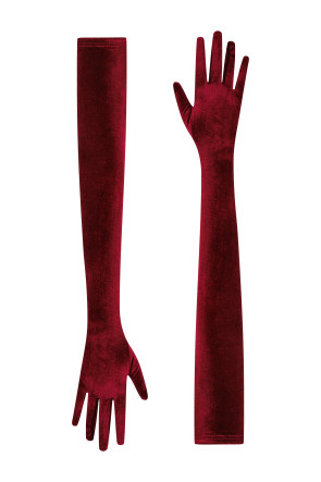 Burgundy velvet gloves