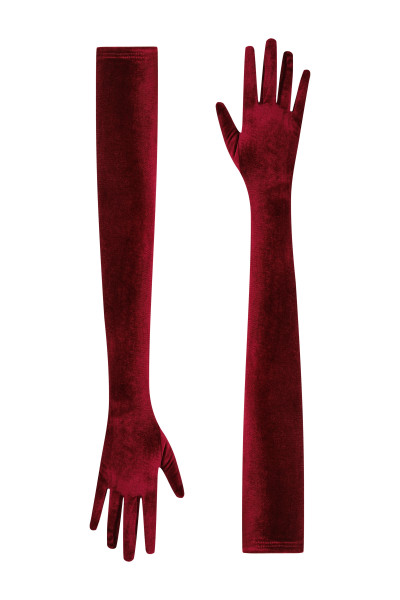 Burgundy velvet gloves