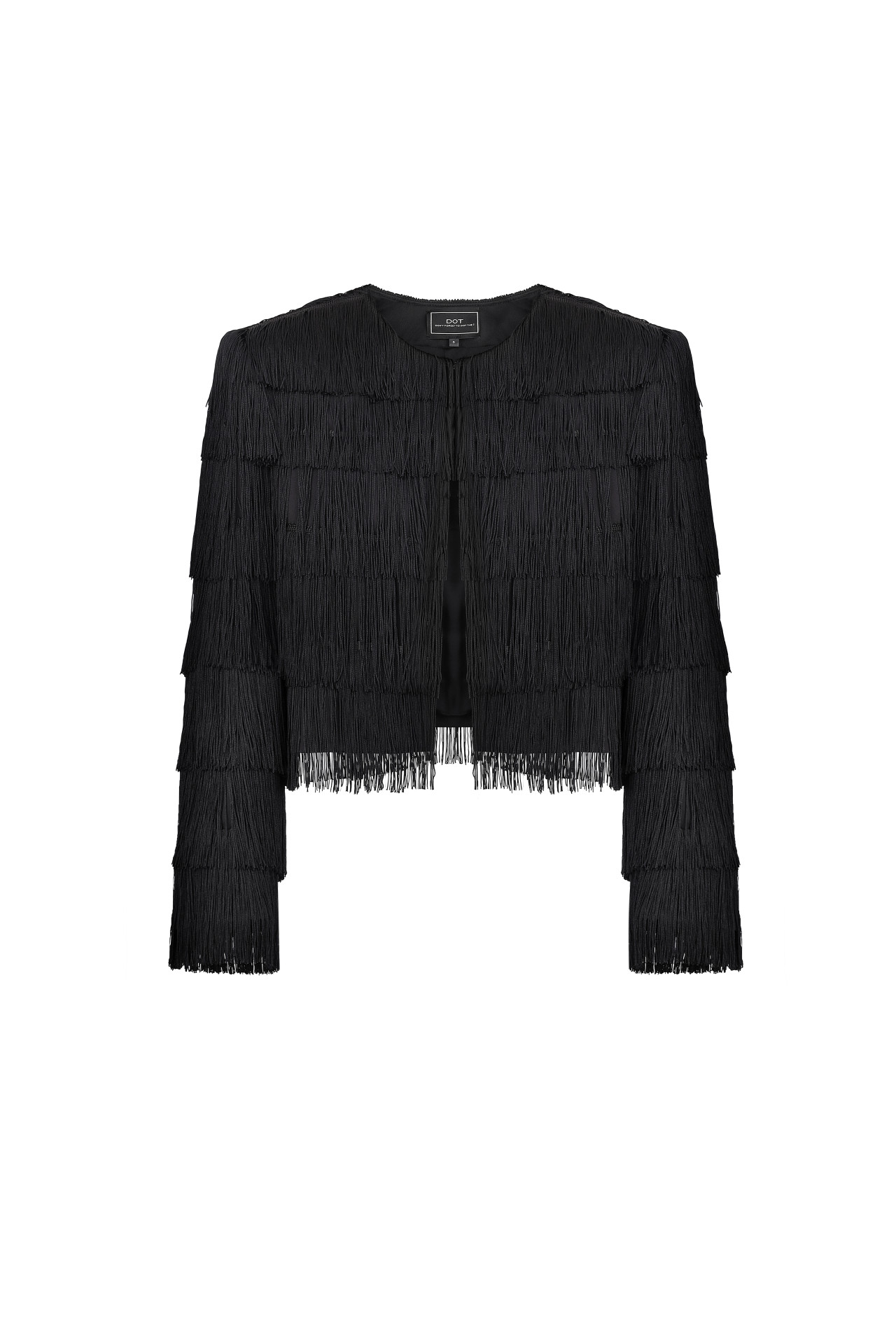 Noir Fringe Cape Jacket