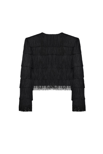 Noir Fringe Cape Jacket #4