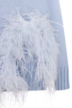 Blue Oversized Sweater With Feathers #2