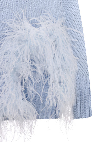 Blue Oversized Sweater With Feathers #2