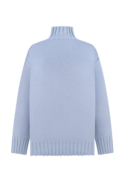 Blue Oversized Sweater With Feathers #3