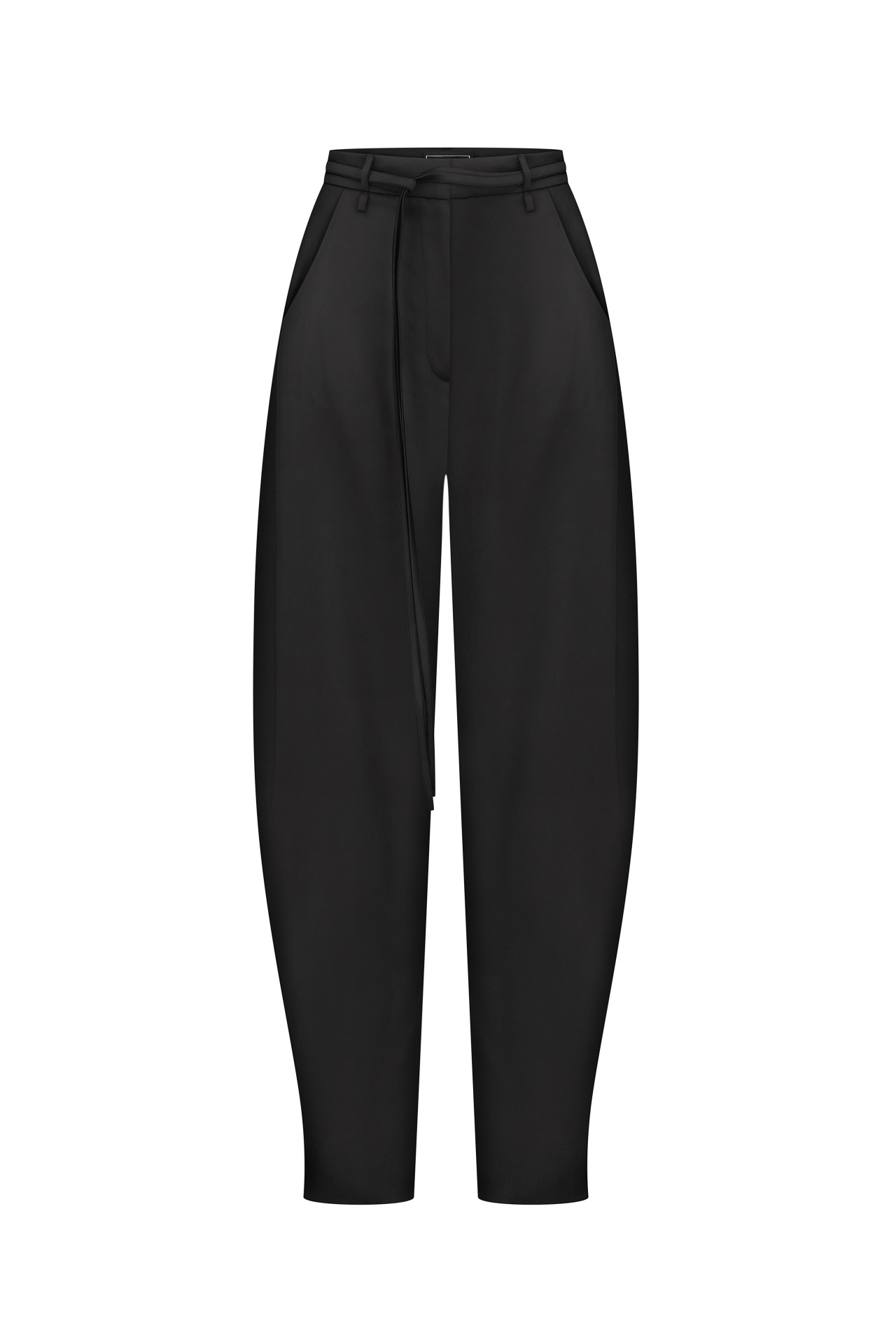 Satin Barrel Trousers Black