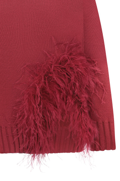 Burgundy Oversized Sweater With Feathers #2