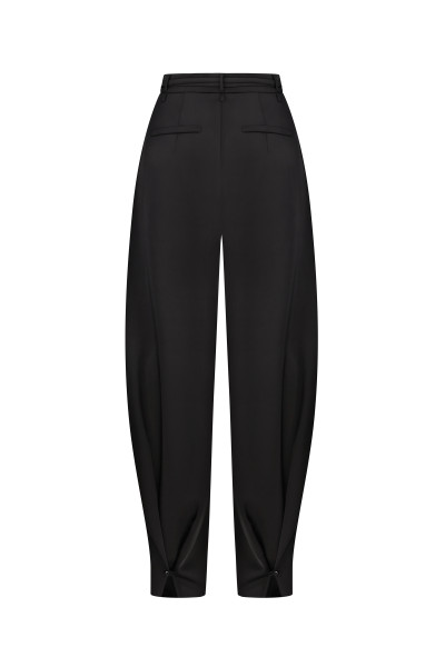 Satin Barrel Trousers Black #4