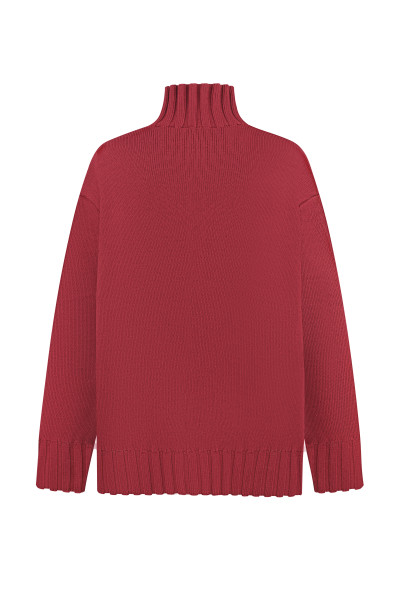 Burgundy Oversized Sweater With Feathers #3