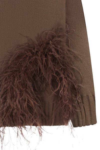 Сhocolate Oversized Sweater With Feathers #2