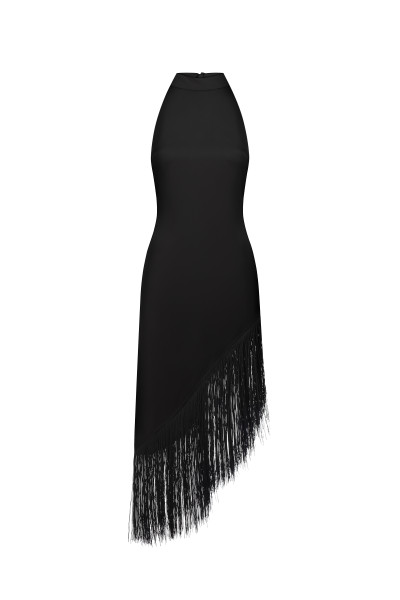 Fringe tie-back tunic black #4