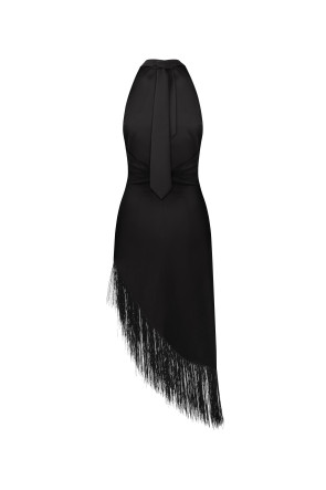 Fringe tie-back tunic black #1