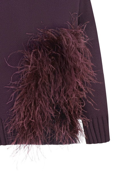 Plum Oversized Sweater With Feathers #2