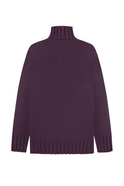 Plum Oversized Sweater With Feathers #3