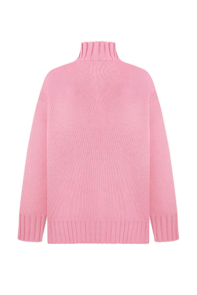Jersey oversize rosa con plumas #5