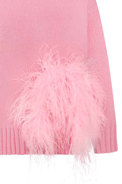Jersey oversize rosa con plumas #4