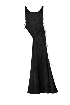 Black asymmetrical tunic with feathers #1