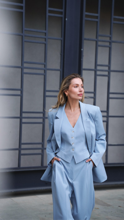 Ice Blue Sculpt Blazer #5