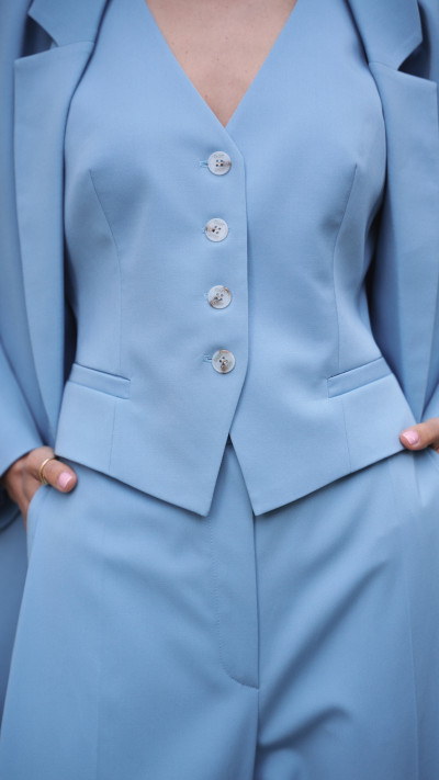 Ice Blue Tailored Vest #5