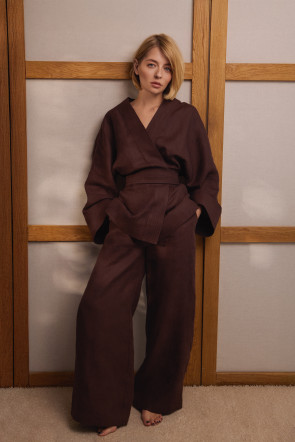 Linen suit chocolate