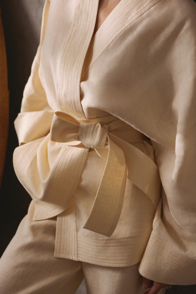 Linen suit cream