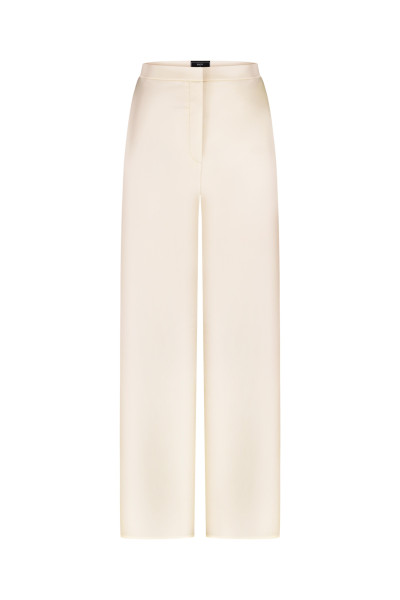 Silk pants with elastane pastel ivory