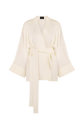 Silk kimono with elastane ivory