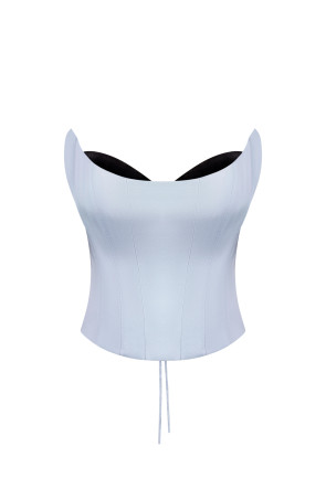 Pastel blue silk corset
