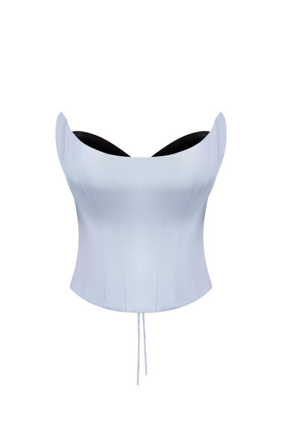 Pastel blue silk corset
