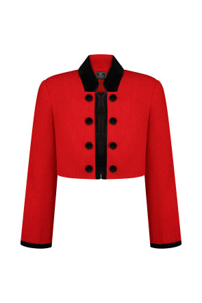 Red tweed jacket with velour