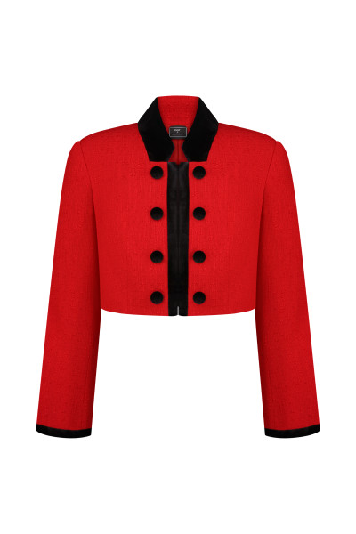 Red tweed jacket with velour