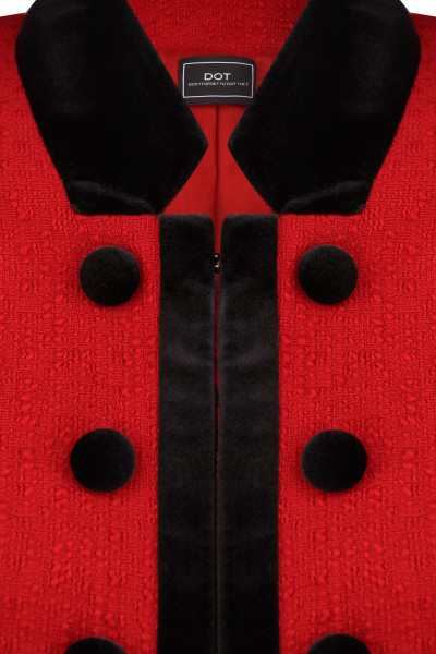 Red Tweed Jacket With Velour #6