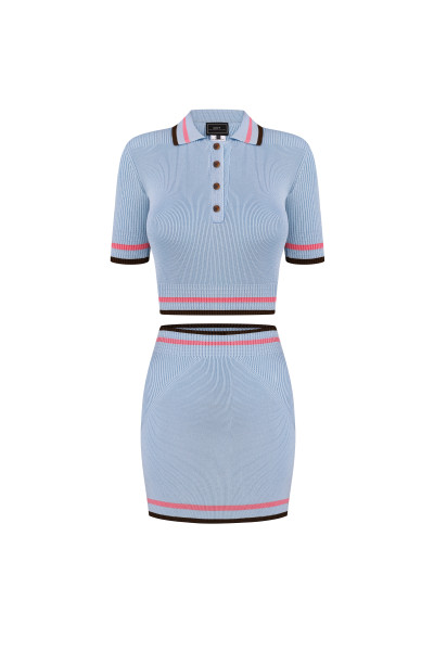Blueberry Stripe Knit Suit #1
