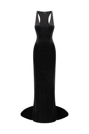Black velour dress maxi #1