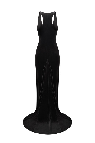 Black velour dress maxi